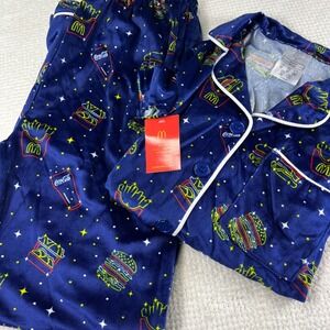 McDonald's Pajama Set‎ S/M Blue Coca Cola Fries Burgers Lounge Sleepwear NWT